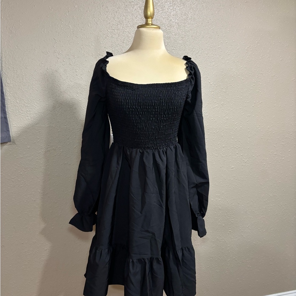 Elegant Black Ruffled Dress